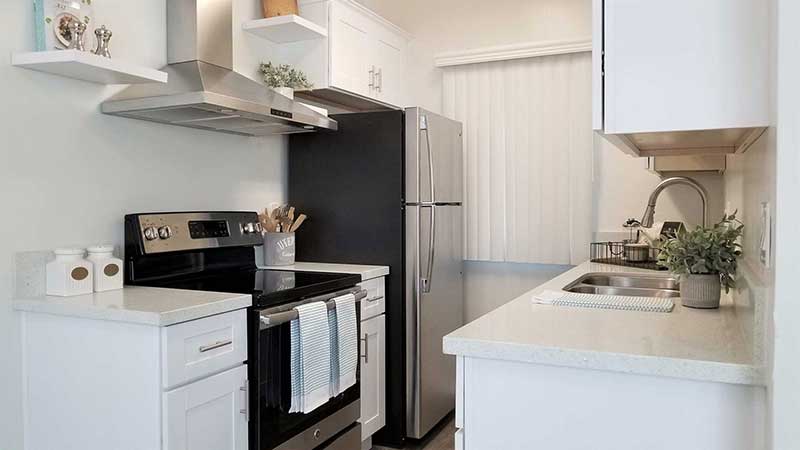 Kitchen interior photo of Bleu Apartments