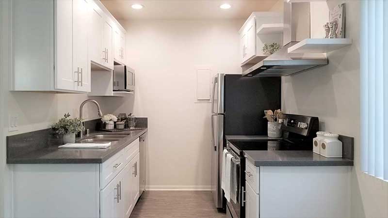 Kitchen interior photo of Bleu Apartments