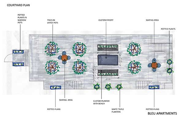 Bleu Apartments courtyard renovation plan